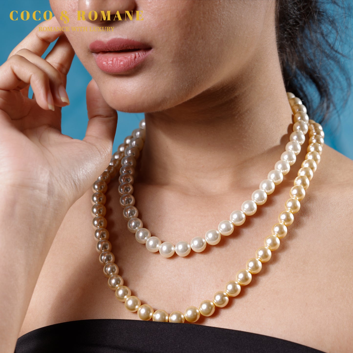 CRYSTAL CREAM PEARL NECKLACE