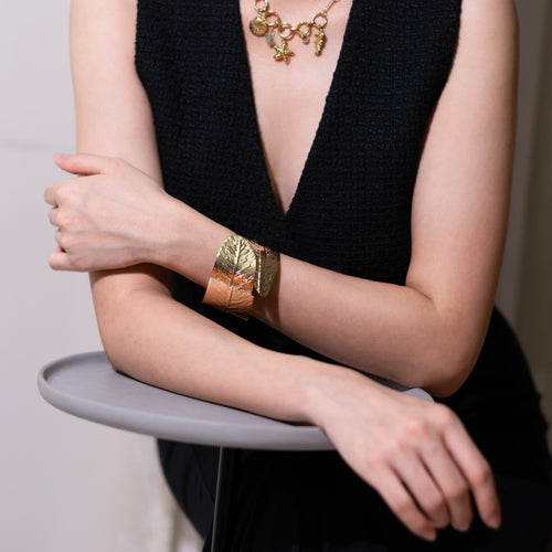 Anti-Tarnish Gold Leaf Cuff Bracelet