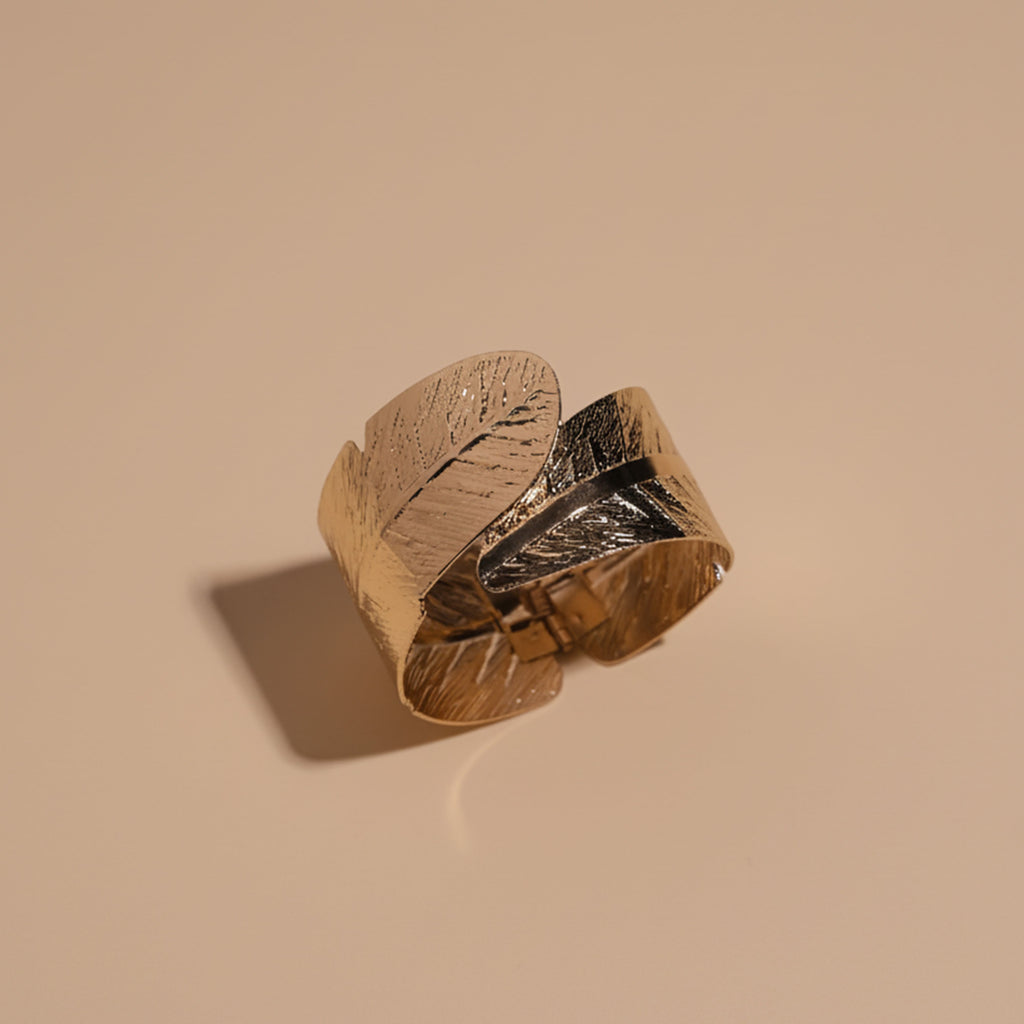 Anti-Tarnish Gold Leaf Cuff Bracelet