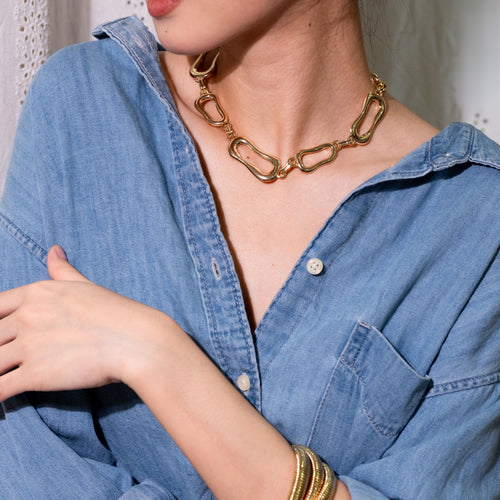 Anti-tarnish Gold molten necklace