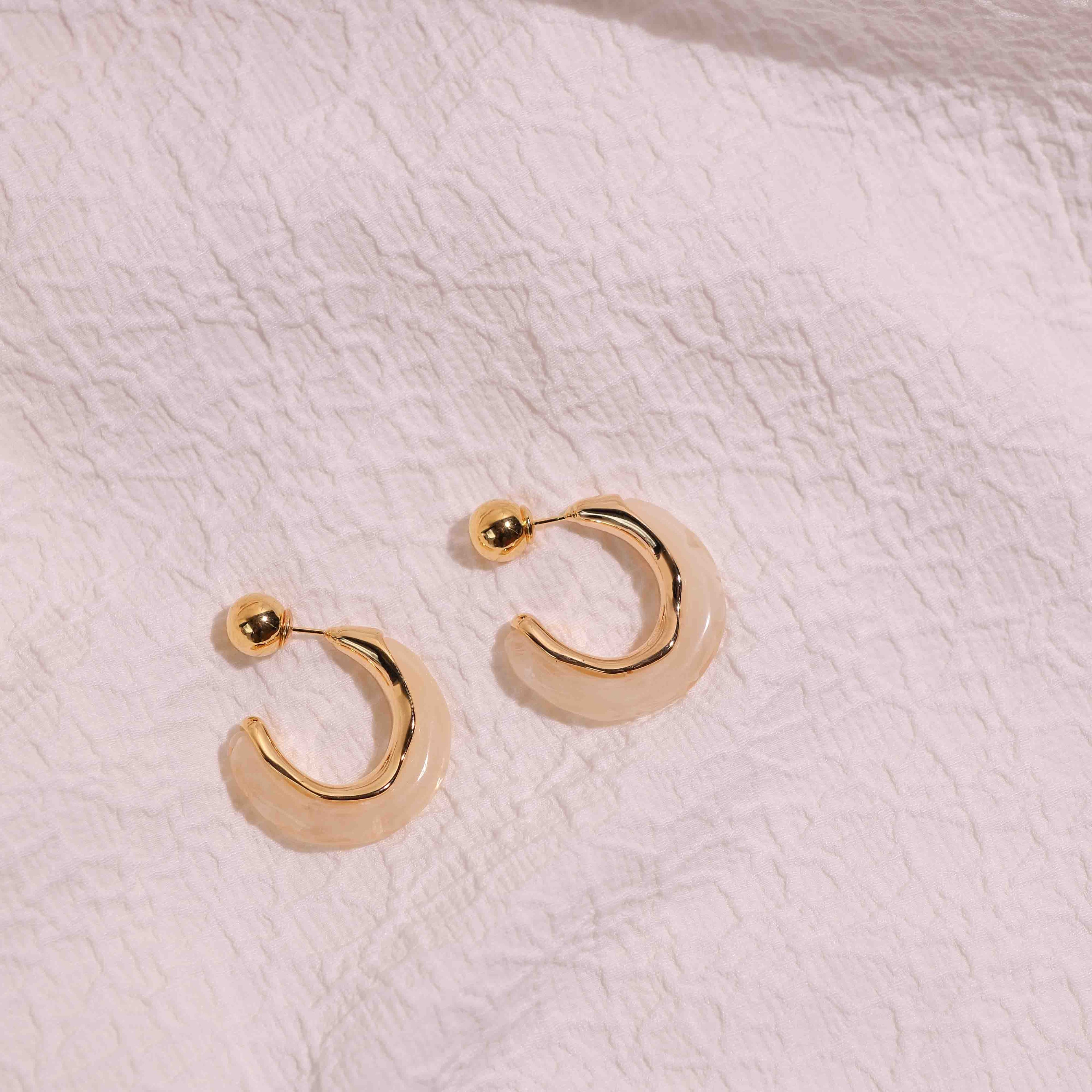 Blush Aura Resin Hoop Earrings