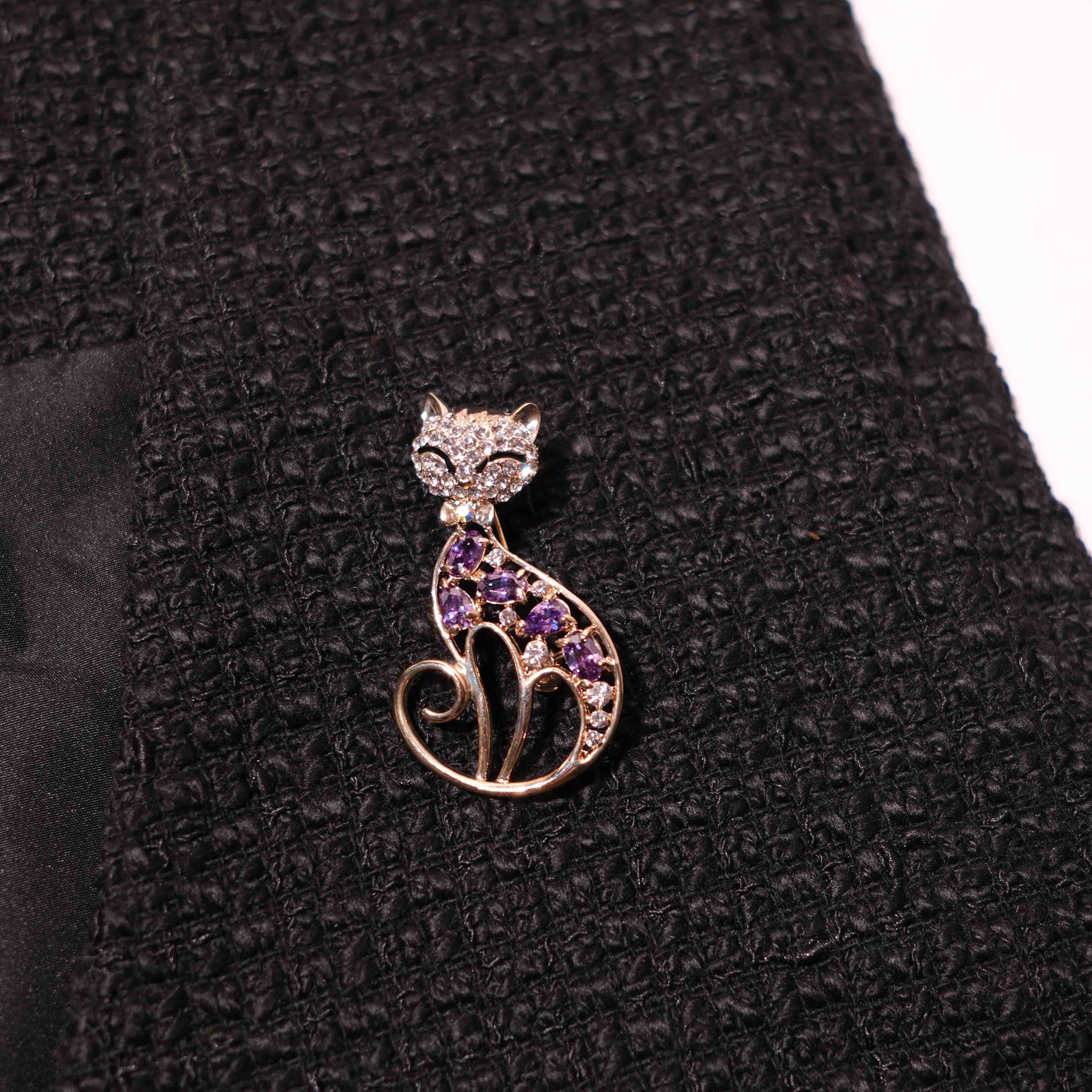 Crystal Cat Brooch