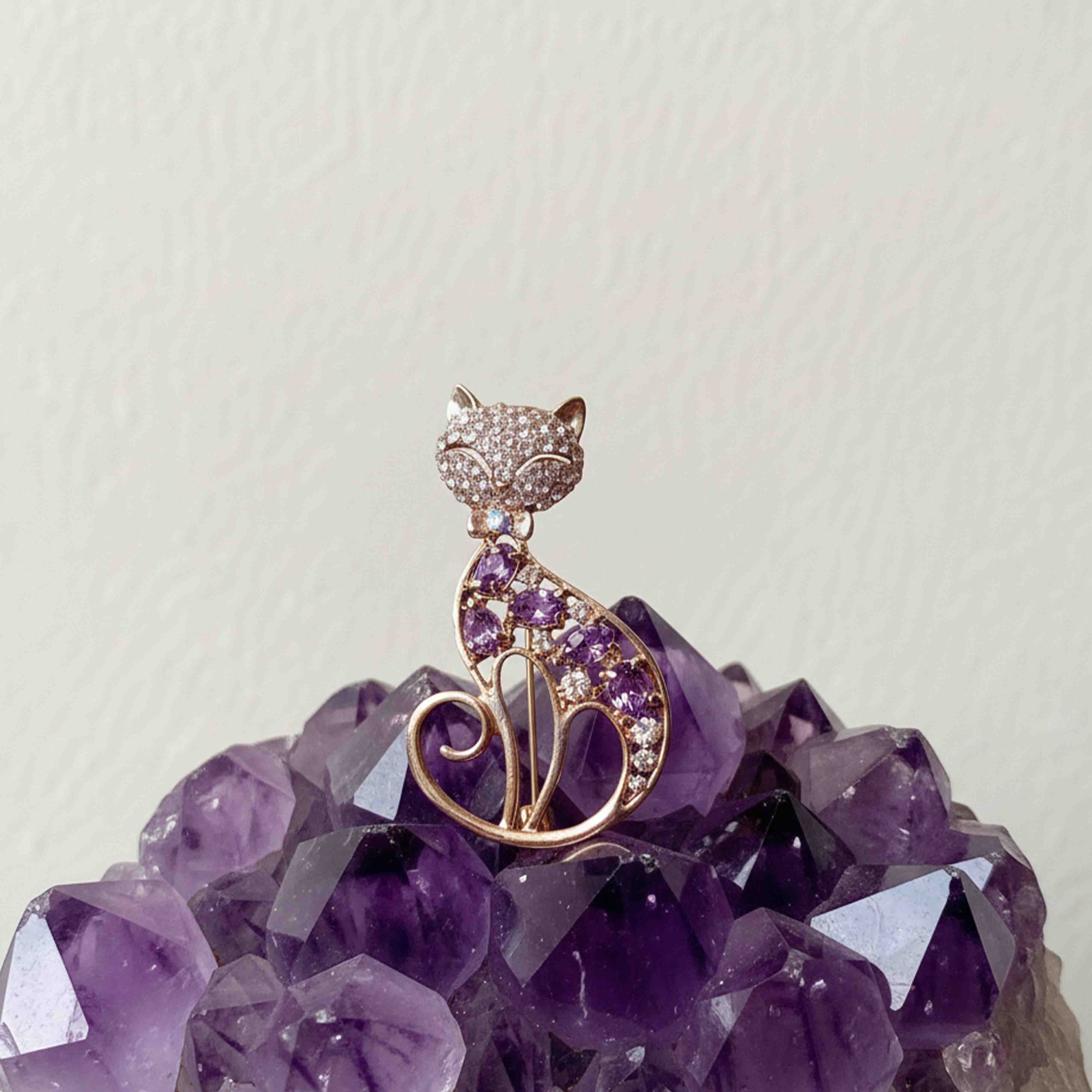 Crystal Cat Brooch