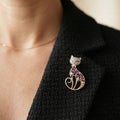 Crystal Cat Brooch