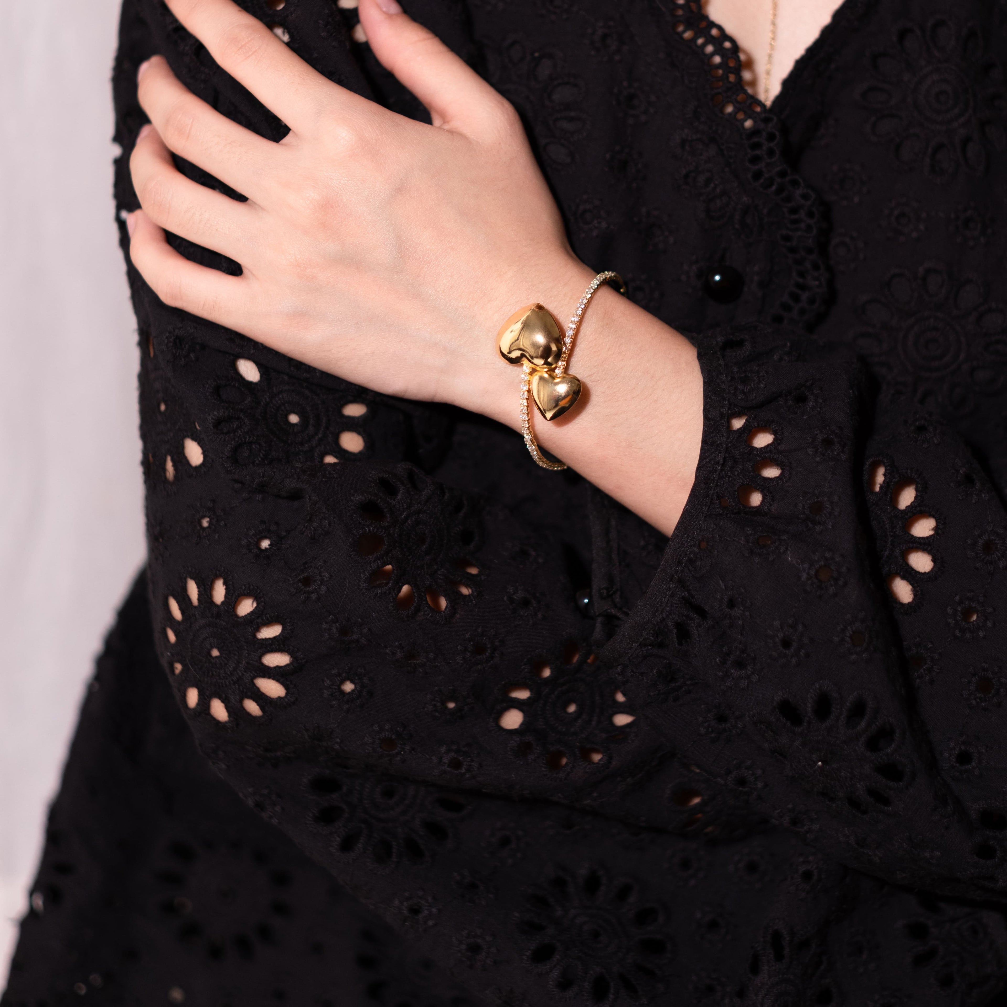 Double Heart Golden Bracelet