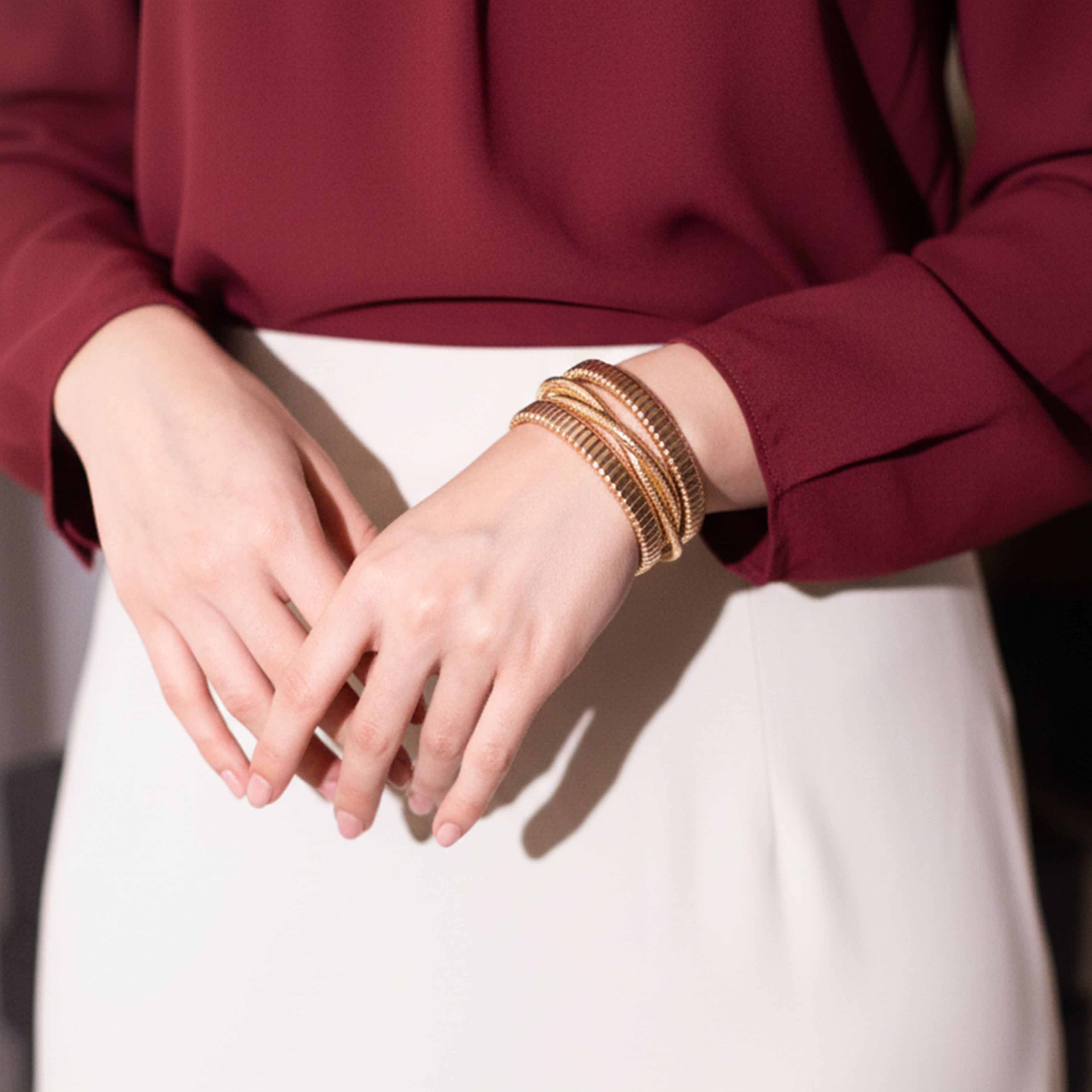 Gold Flexible Coil Double Bangles