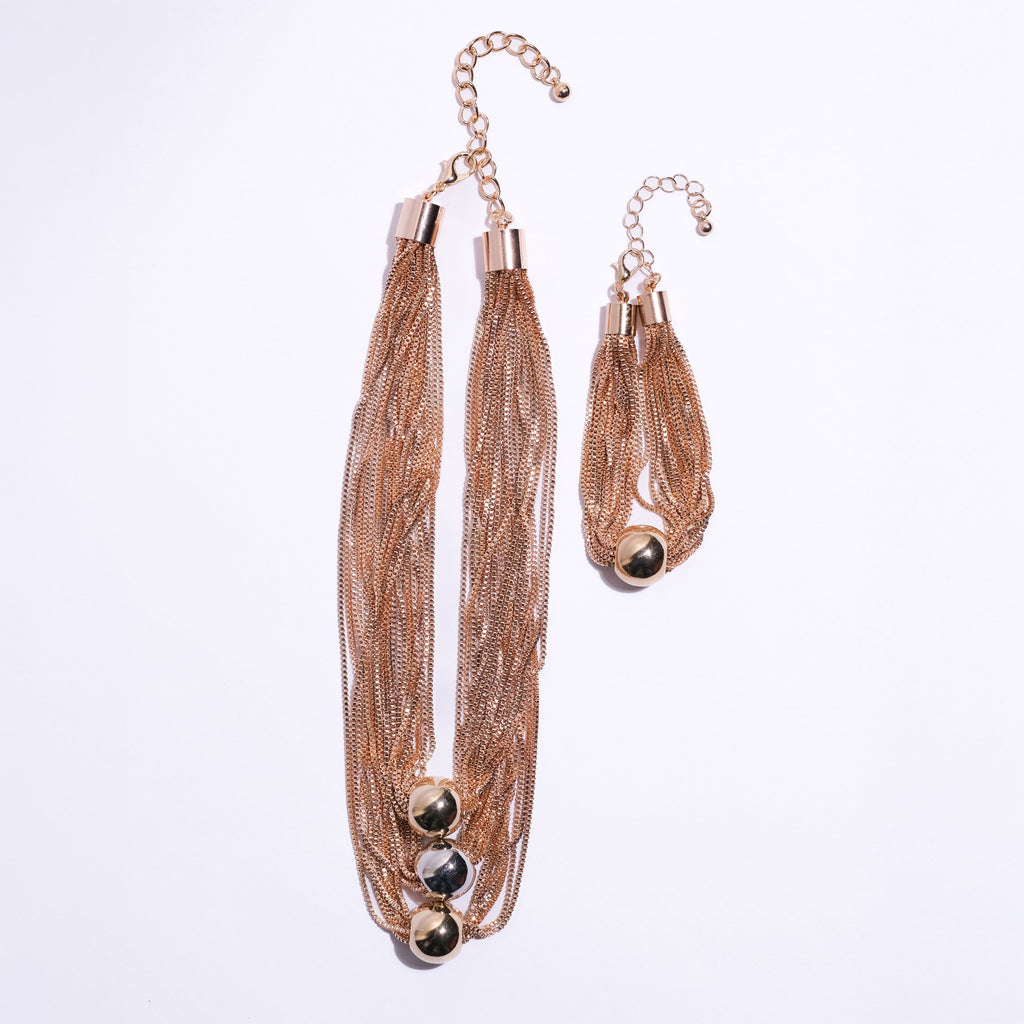 Gold Chain Jewelry Set for Women – Layered Necklace & Bracelet