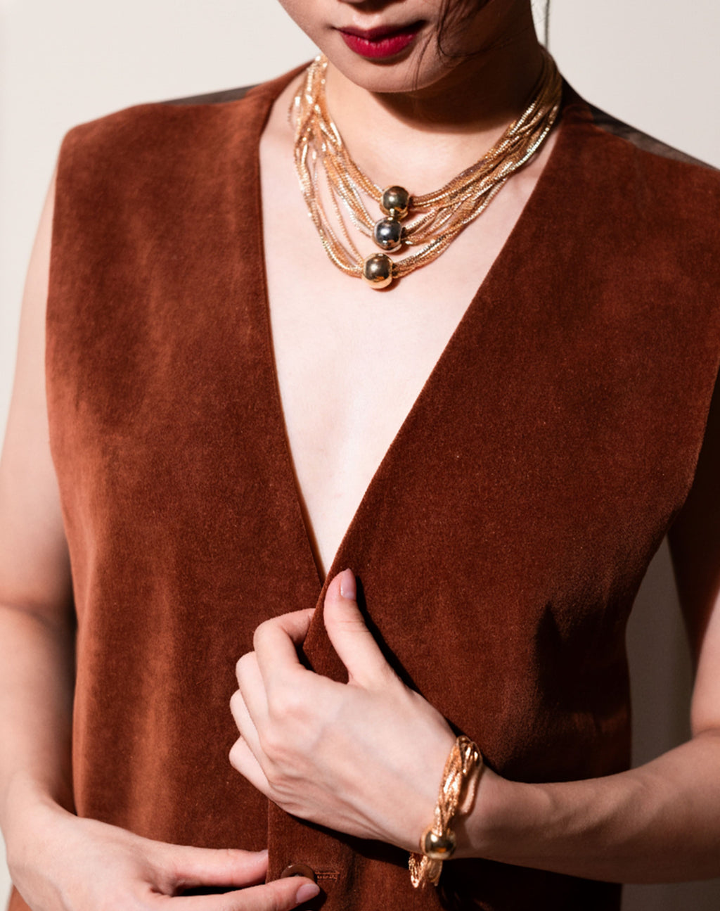 Gold Chain Jewelry Set for Women – Layered Necklace & Bracelet