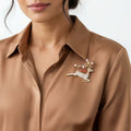 Gold Pearl Reindeer Brooch