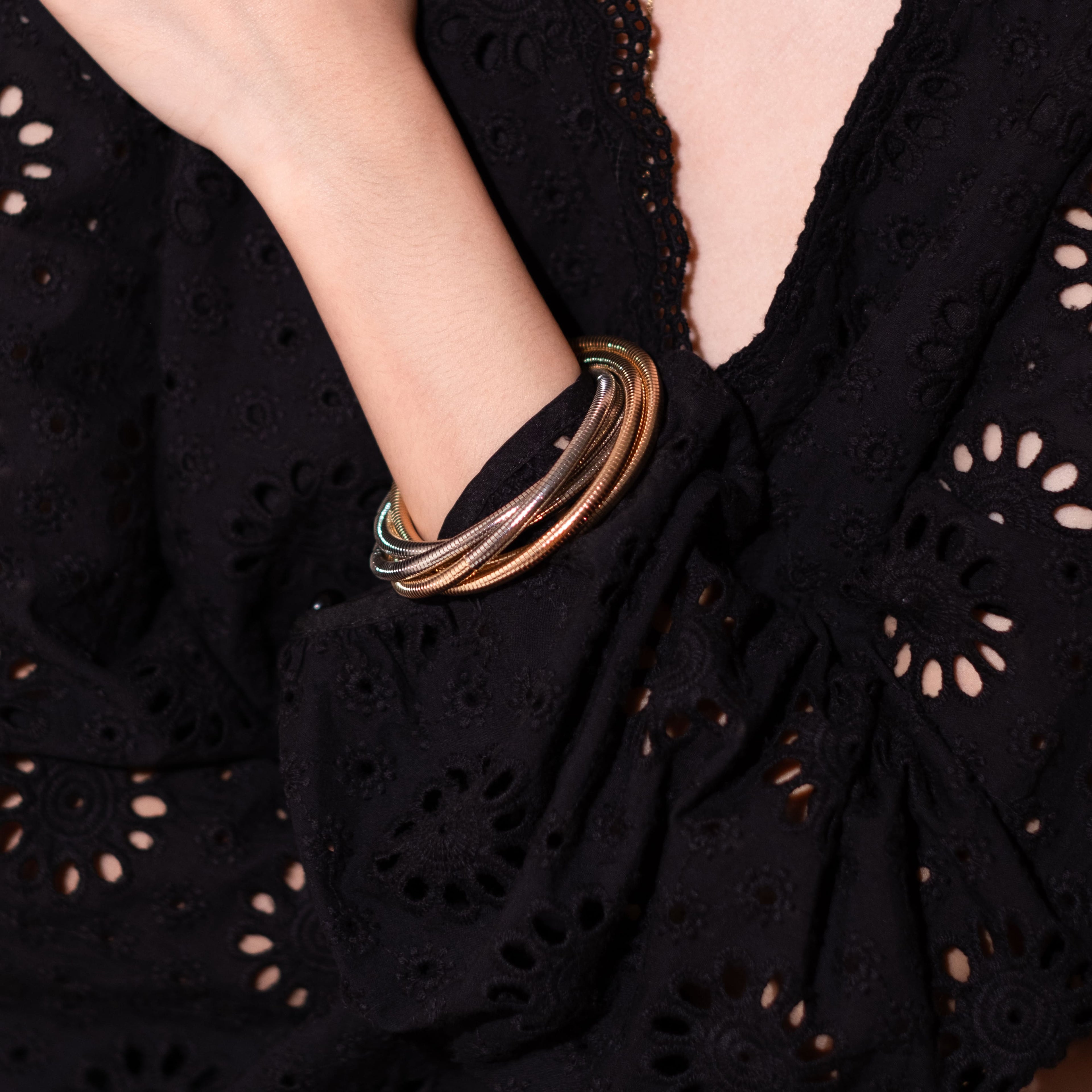 Gold and Silver Round Flexible Coil Bangles