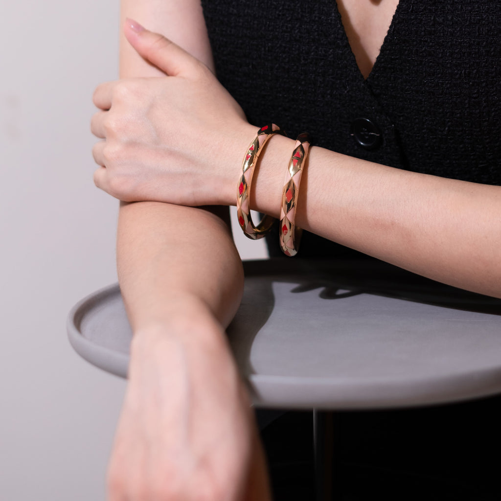 Golden Pink and Red Pattern Bangles