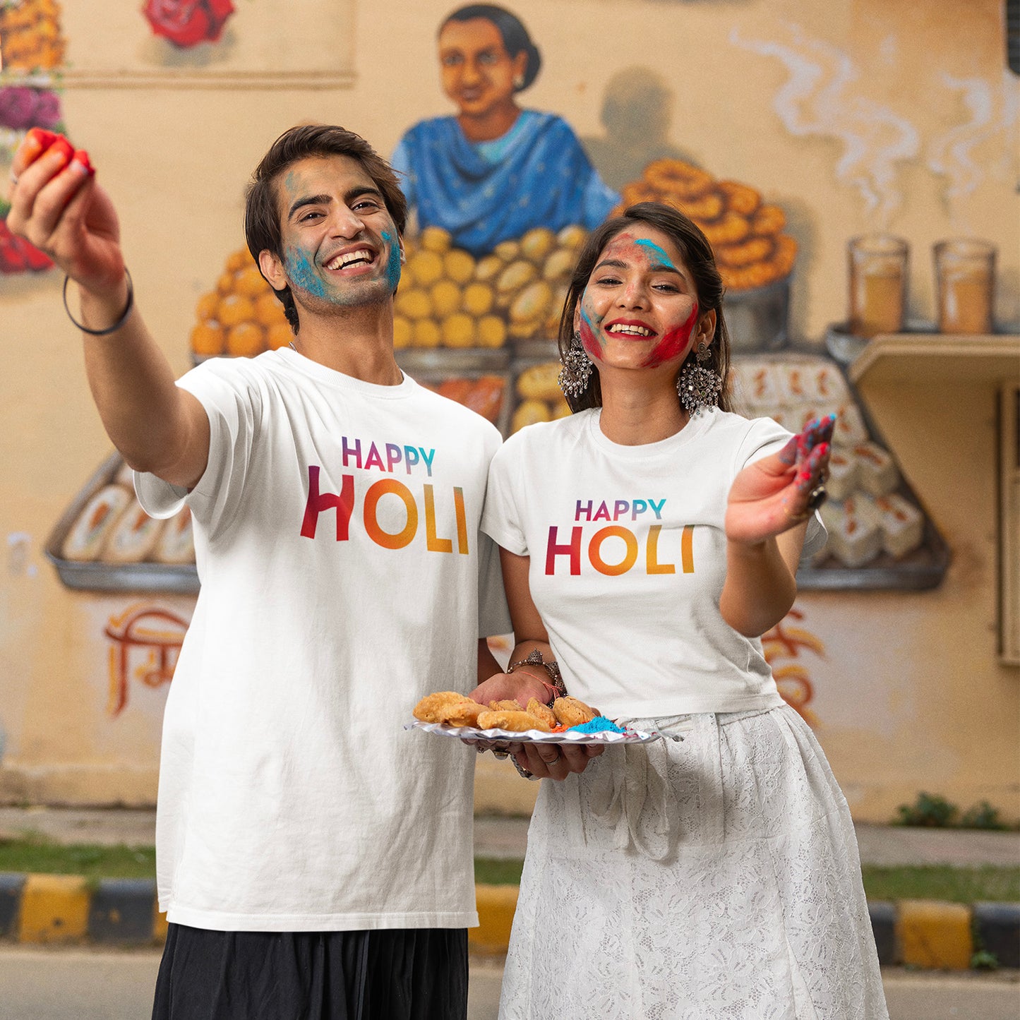 Happy Holi Couple T-Shirt