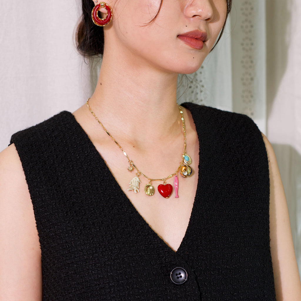 Layered Multi-Charm Necklace Set