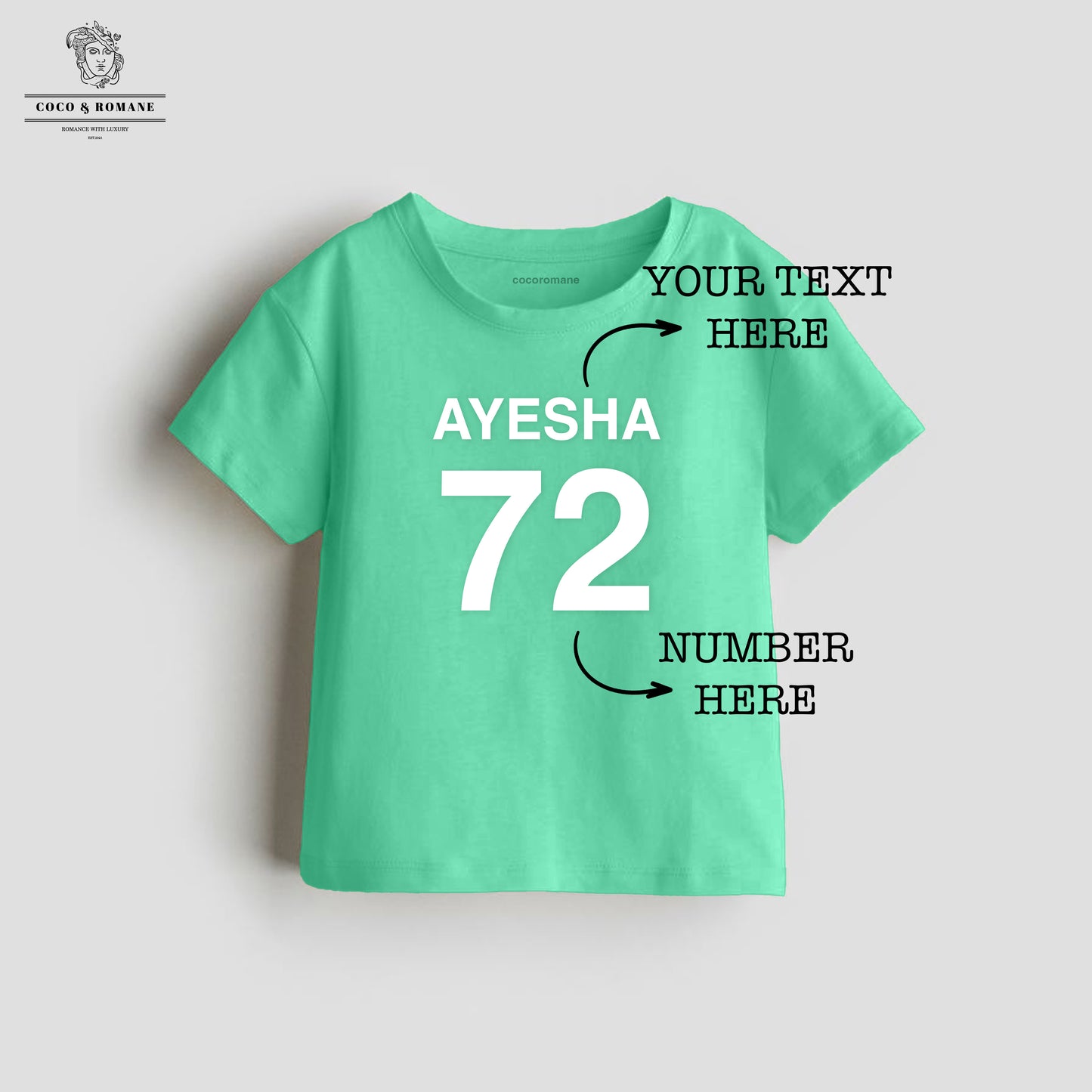 Personalised Baby T-shirt (0-4 Yrs) - Mint Green