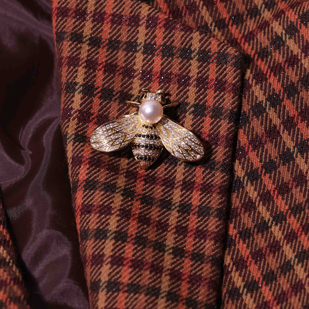 Regal Pearl Bee Brooch
