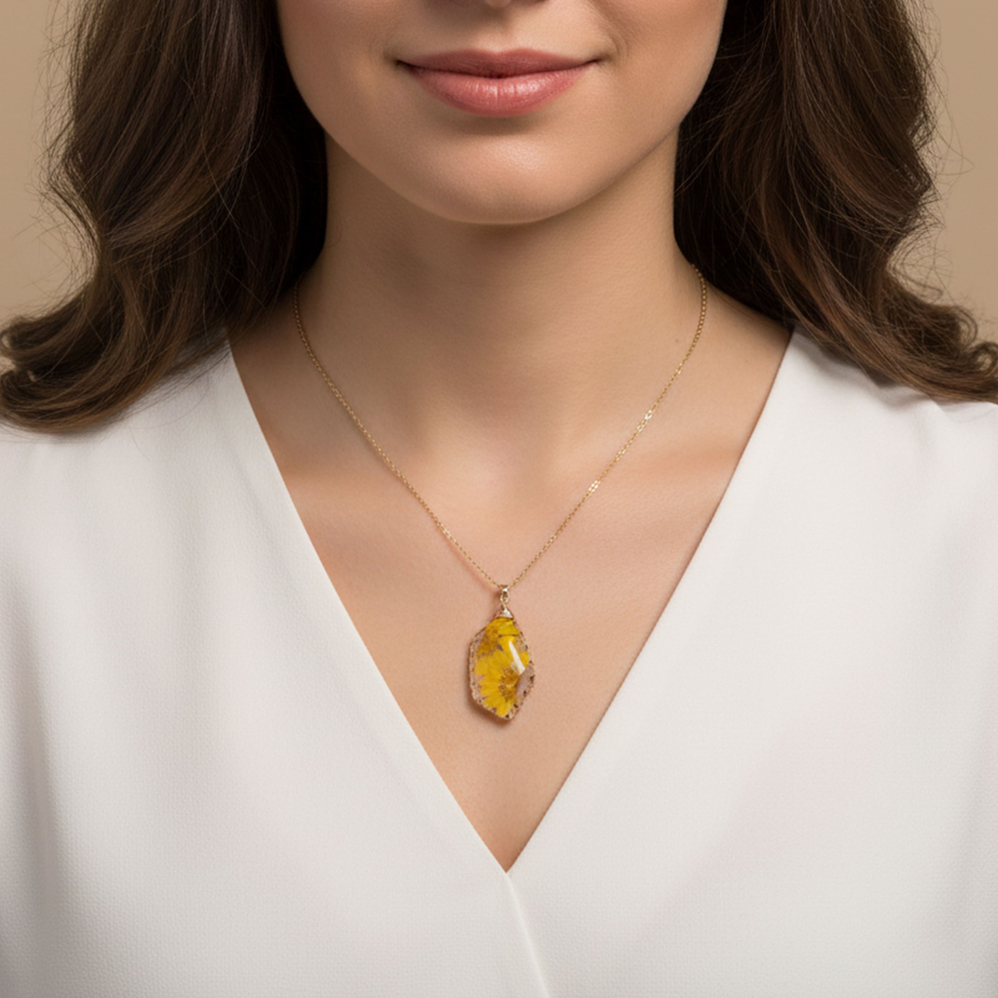 Yellow Daisy Resin Pendant