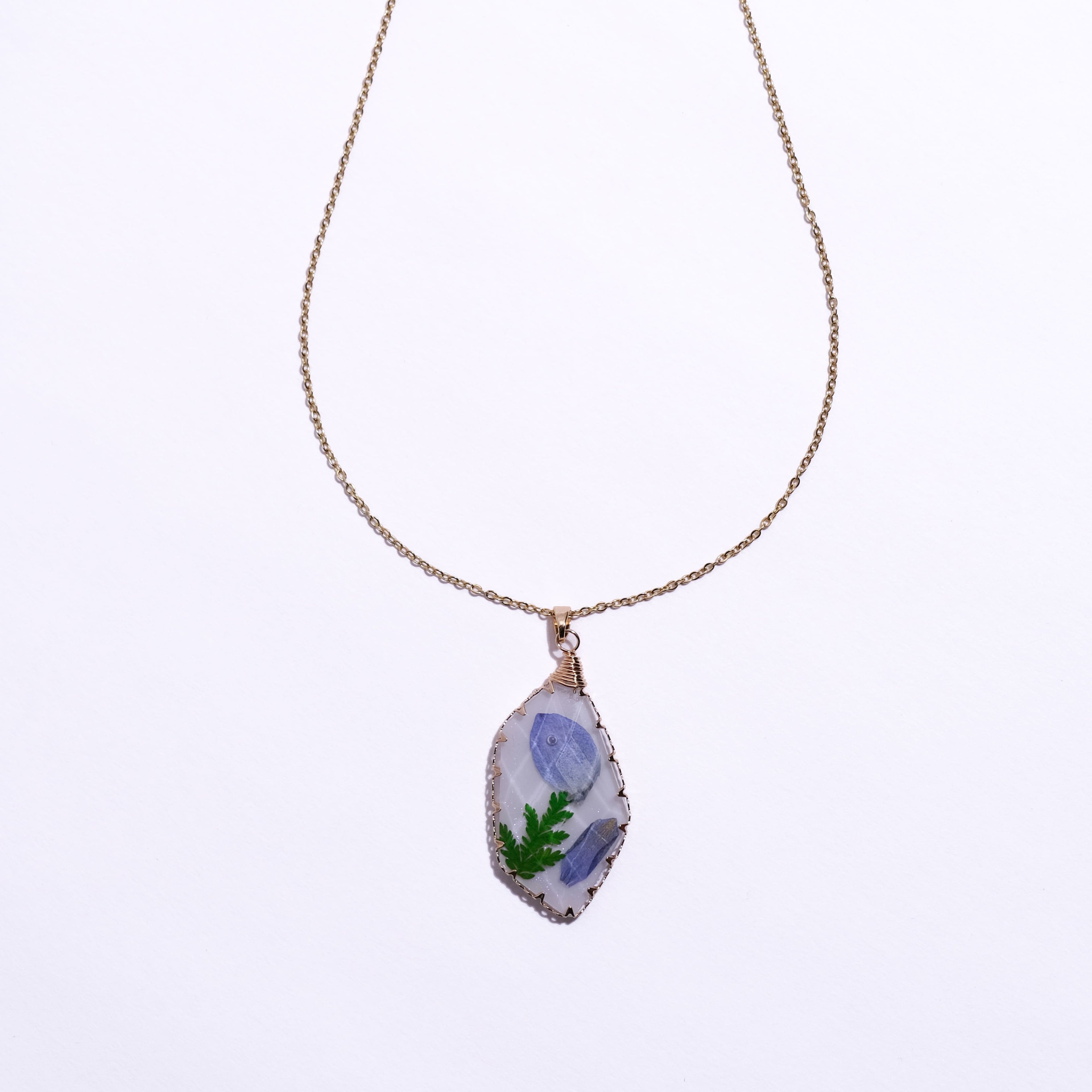 Morning Glory Petals Resin Necklace