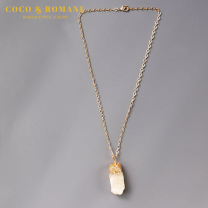 22KT GOLD CLEAR QUARTZ PENDANT