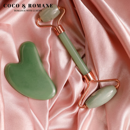 GREEN JADE ROLLER WITH GUA SHA