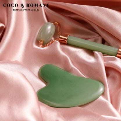 GREEN JADE ROLLER WITH GUA SHA