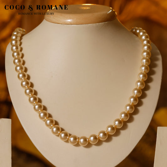 CRYSTAL LIGHT GOLD PEARL NECKLACE